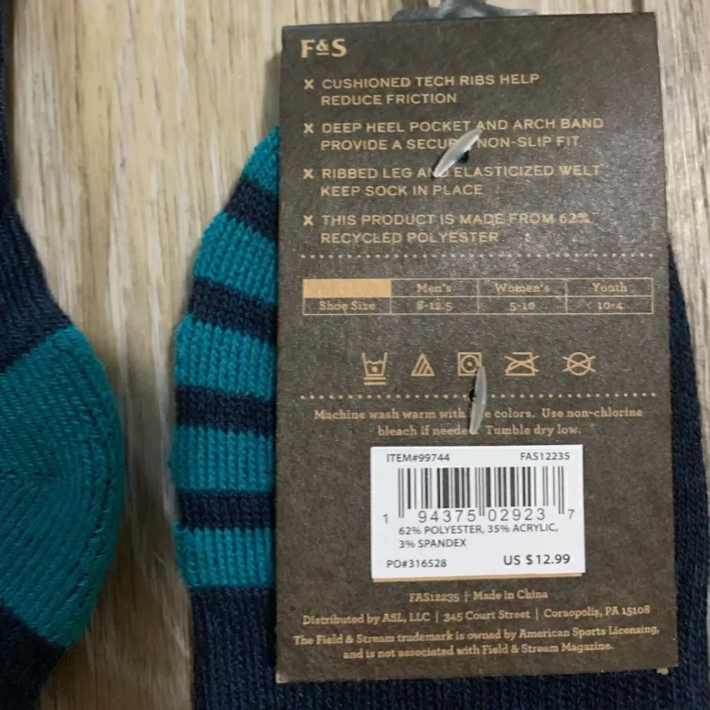 2 pairs Field & Stream Men's Cozy Explorer Quarter Socks